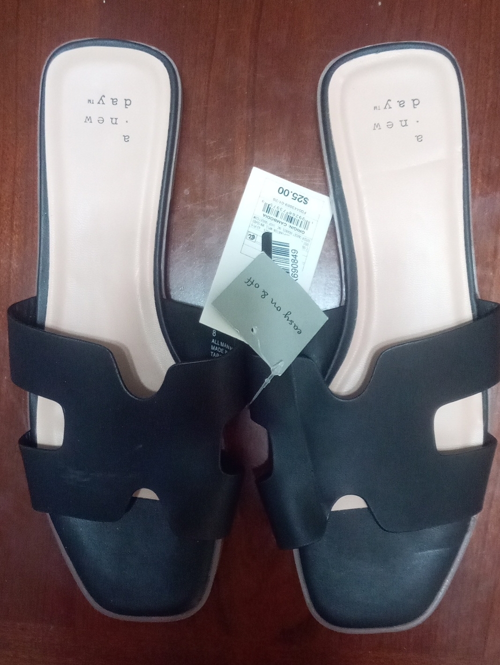 a new day Black Cutout Slide Sandals